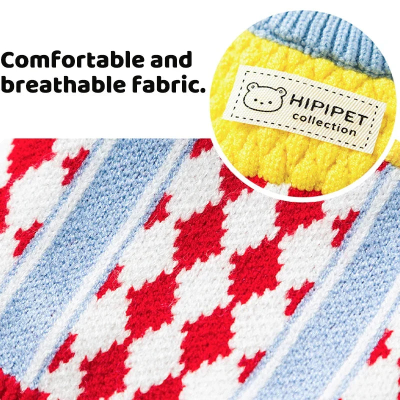 Maglione a Blocchi di Colore per Cani e Gatti - Morbido