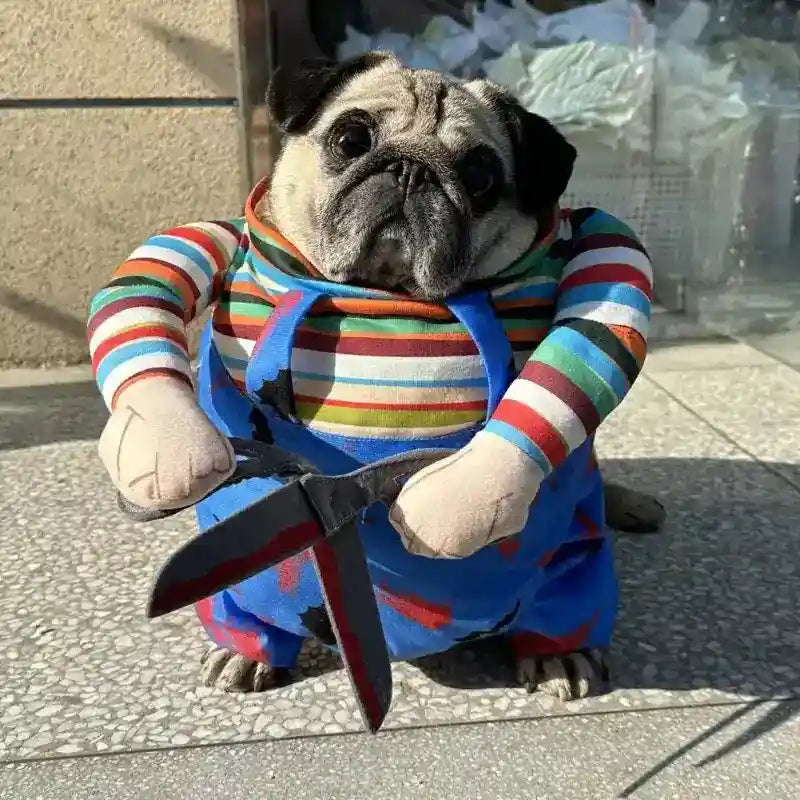 Costume Chucky per Cani e Gatti - Halloween Spaventoso by null