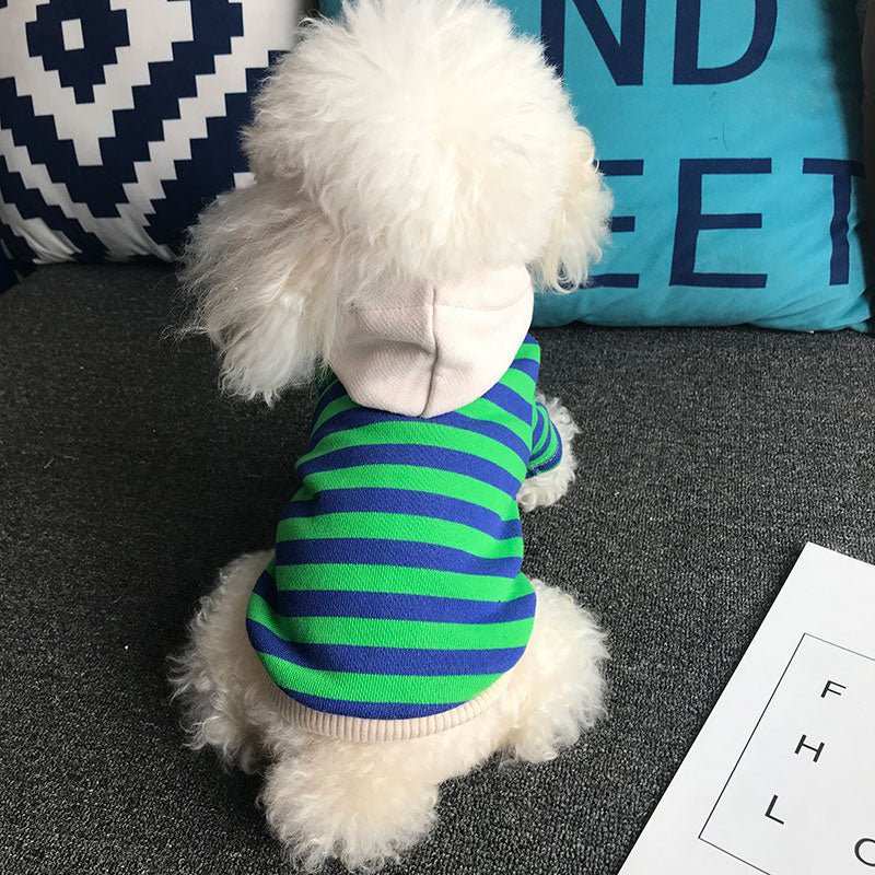 Felpa con Cappuccio "Stripe Style" – Comfort e Stile per Barboncini - Dog Moda