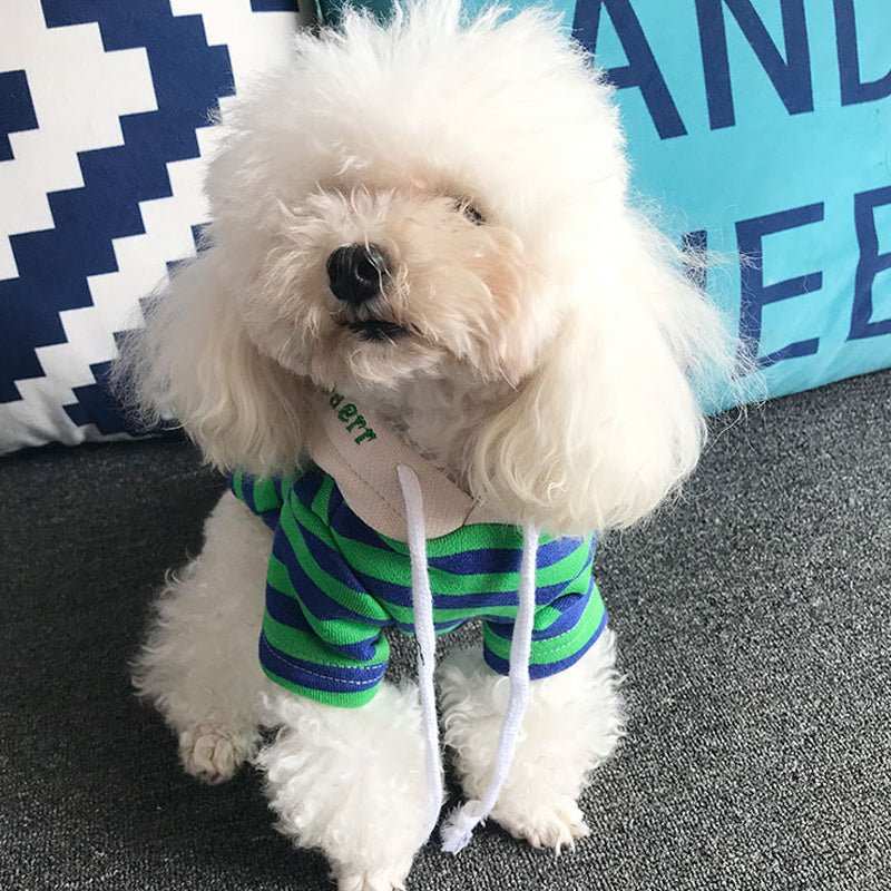 Felpa con Cappuccio "Stripe Style" – Comfort e Stile per Barboncini - Dog Moda