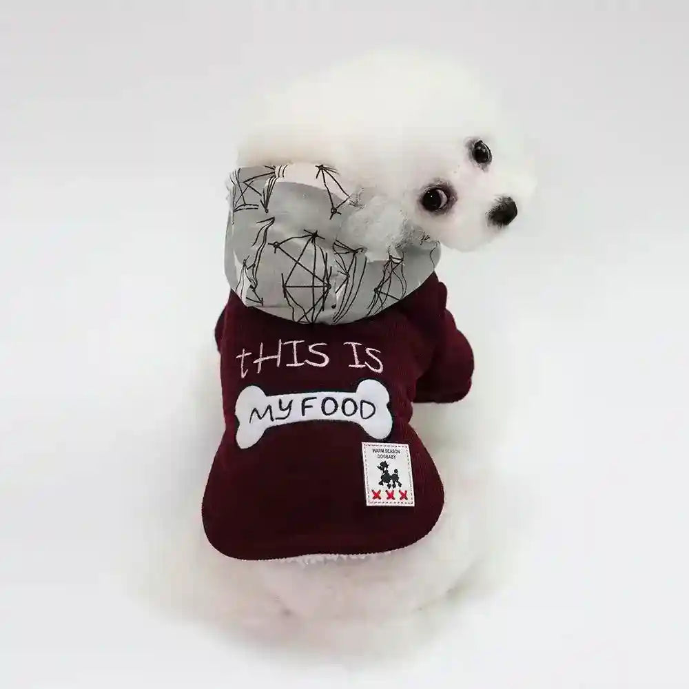 Felpa per cani con cappuccio e zampine anteriori 