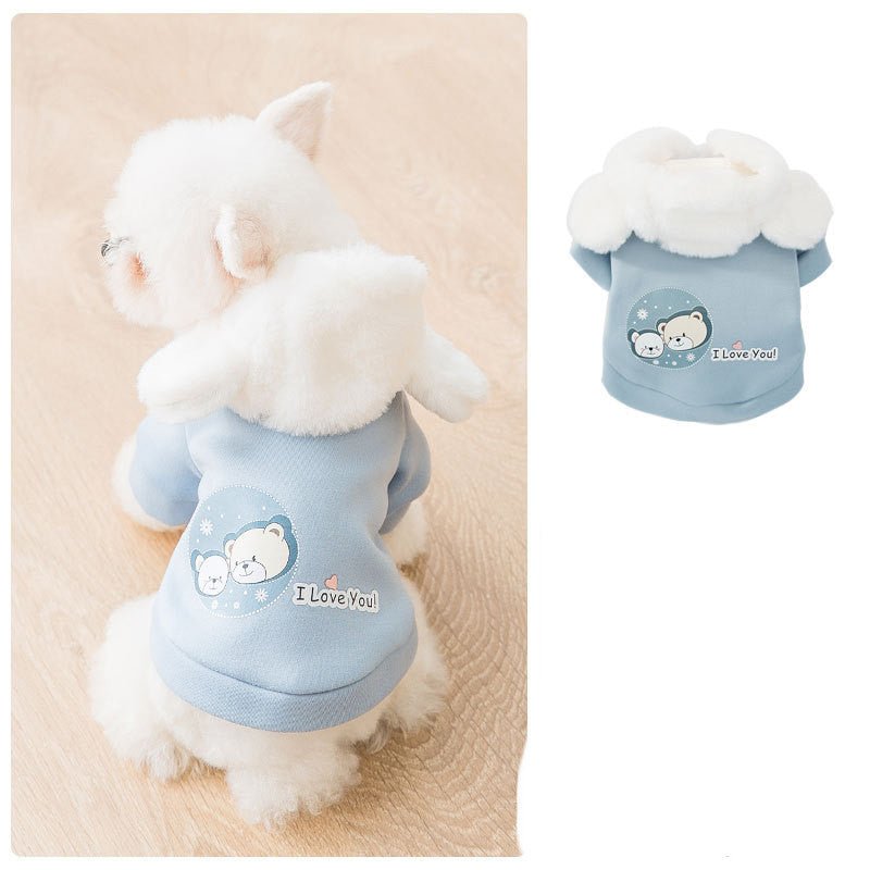 Felpa per Cani di Piccola Taglia Modello "I Love You" – Con Cappuccio Morbido e Stile Unico - Dog Moda