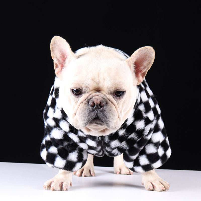 Felpa per Cani Modello "Sprint" – Fantasia a Scacchi Bianco e Nero - Dog Moda