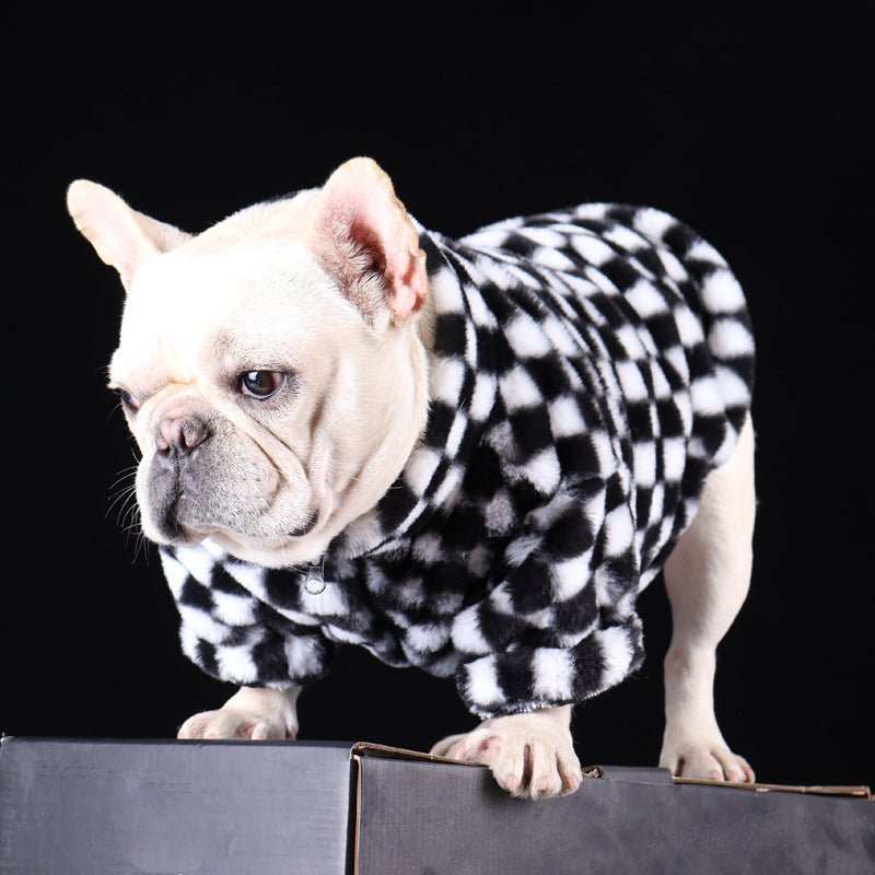 Felpa per Cani Modello "Sprint" – Fantasia a Scacchi Bianco e Nero - Dog Moda