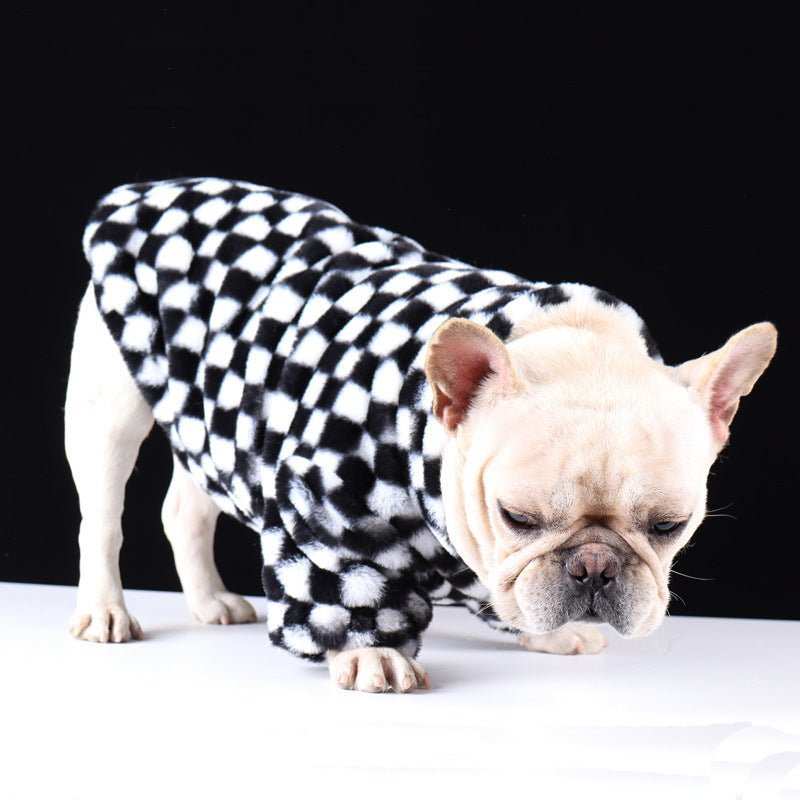 Felpa per Cani Modello "Sprint" – Fantasia a Scacchi Bianco e Nero - Dog Moda