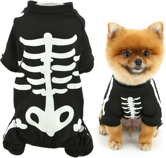 Felpa per Cani "Scheletro Luminoso" - Il Costume di Halloween Fosforescente - Dog Moda