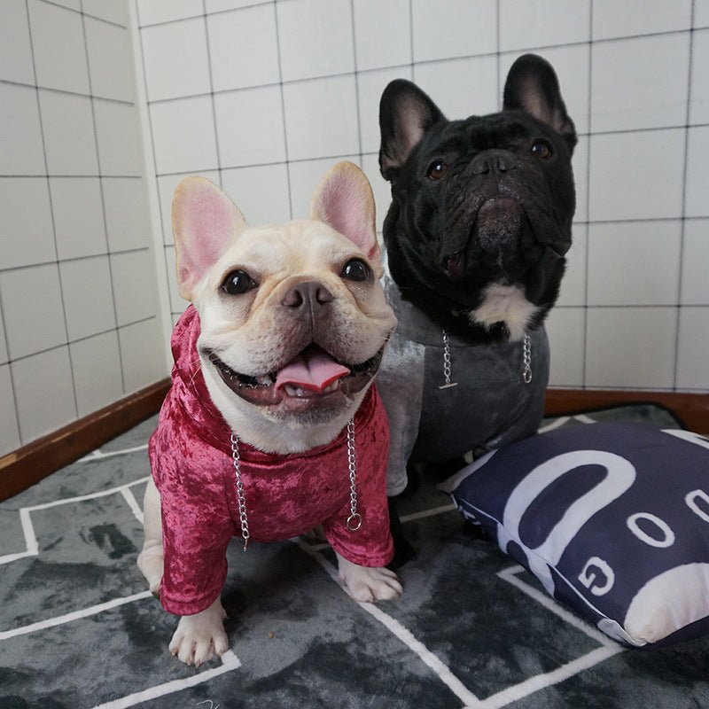 Felpina Leggera per Cani "Diamond" con Cappuccio in Velluto Lucido - Dog Moda