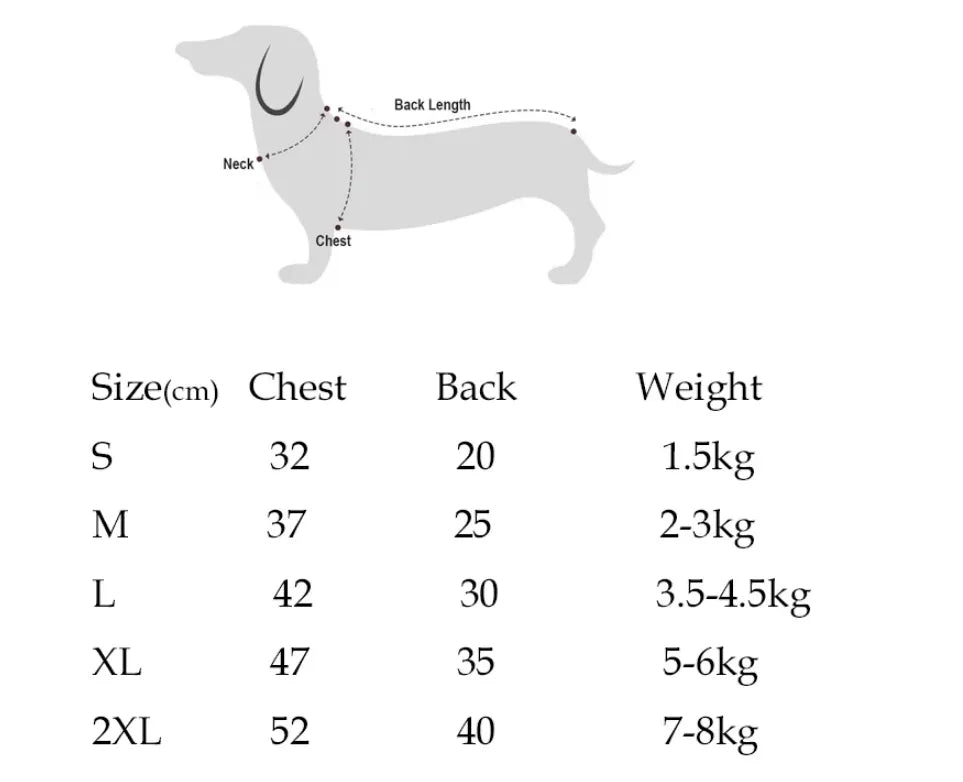 ダックスフンド用ストライプロンパース - 伸びた体のための4本足カバー