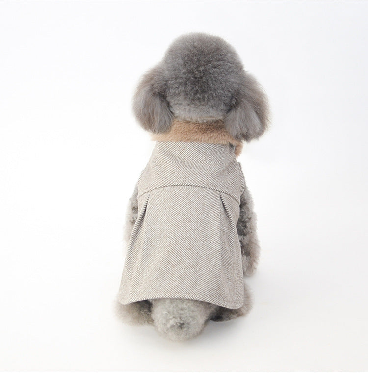 Vogue Pup Sleeveless Coat - Stripes and Warm Fleece