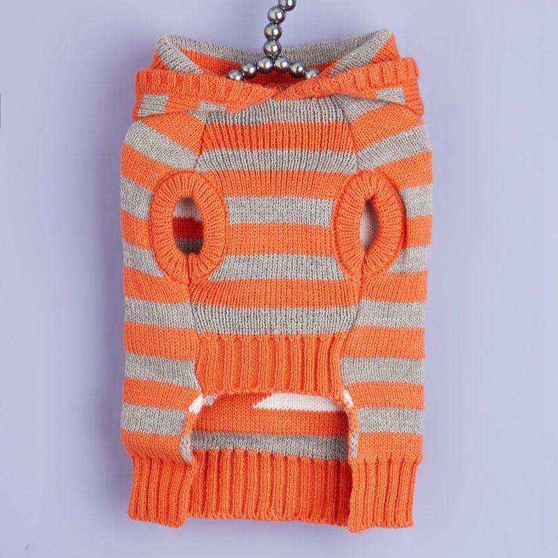 Maglione Cani Casper Righe Arancio Grigio con Cappuccio by Dog Moda