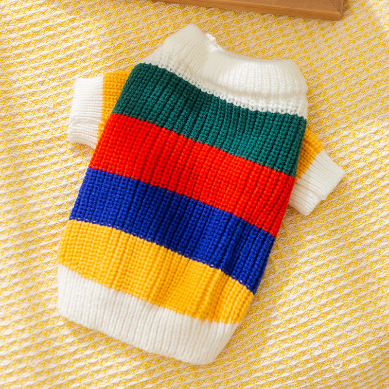Colorful Striped Patchwork Sweater for Dogs and Cats