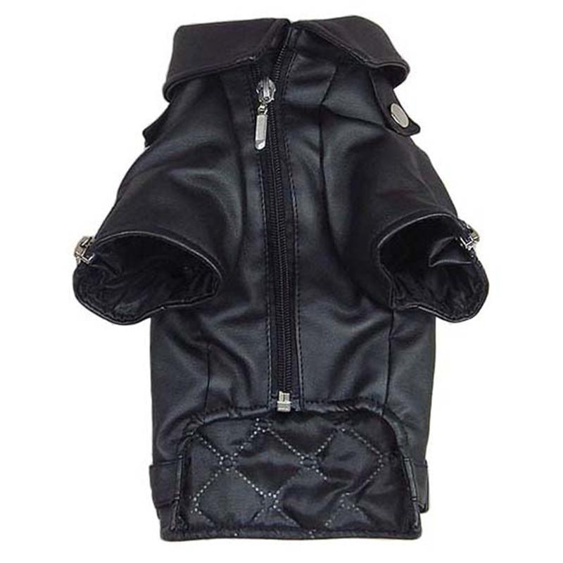 Giacca in Pelle per Cani Modello "Noir" con Taschine Zip - Dog Moda