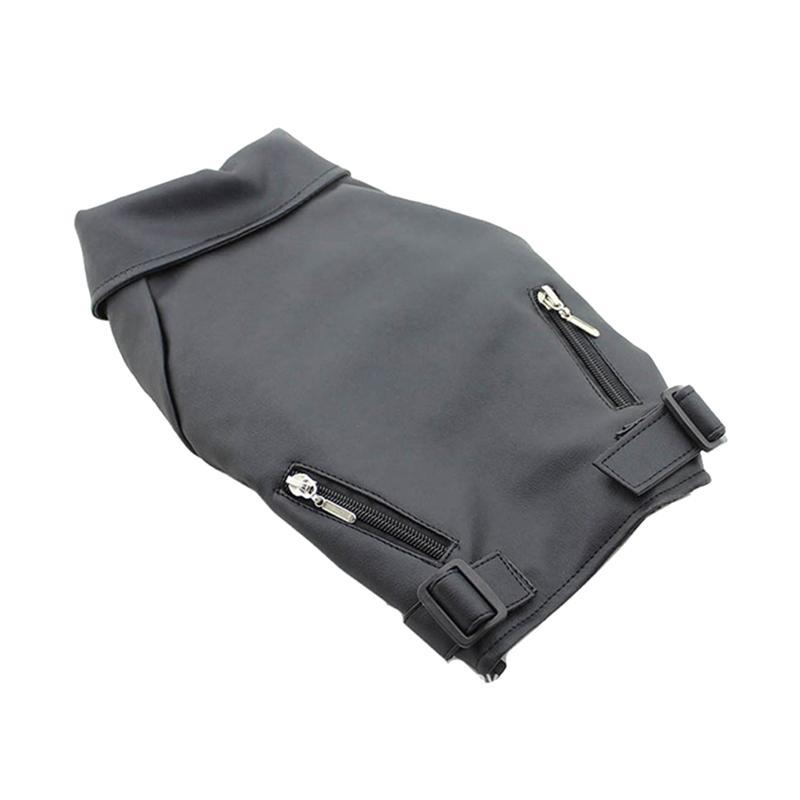 Giacca in Pelle per Cani Modello "Noir" con Taschine Zip - Dog Moda