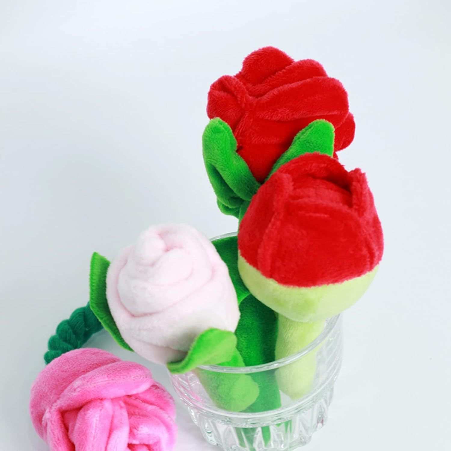 Giocattolo per Cani e Gatti in Peluche con Squeaker - Fiore Resistente con Catnip e Corda per Masticare - Dog Moda