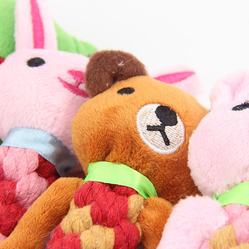 Gioco per Cani in Corda e Peluche con Sonaglio – Maiale, Orso, Panda e Altri - Dog Moda