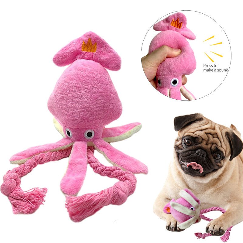 Gioco per Cani in Peluche a Forma di Polipo con Corda e Fischietto - Dog Moda