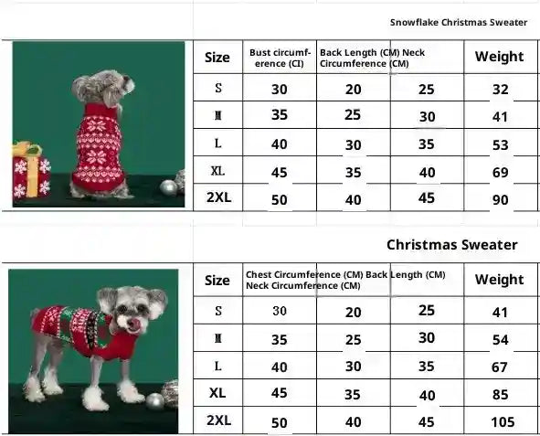 Suéter de Navidad para Perros Copos de Nieve Rojo Verde