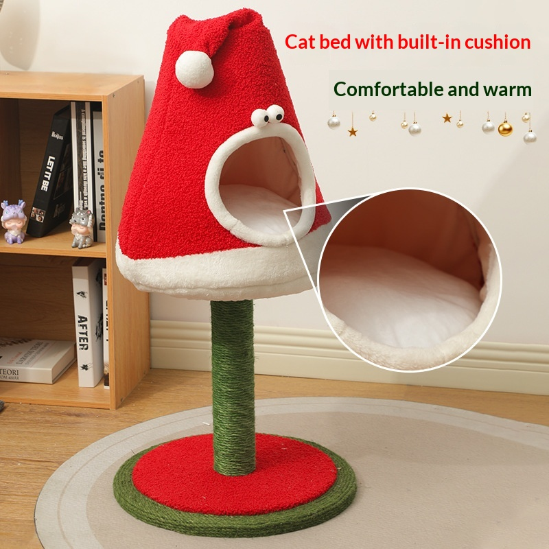 Albero tiragraffi per gatti in sisal con cuccia morbida e base stabile Dog Moda