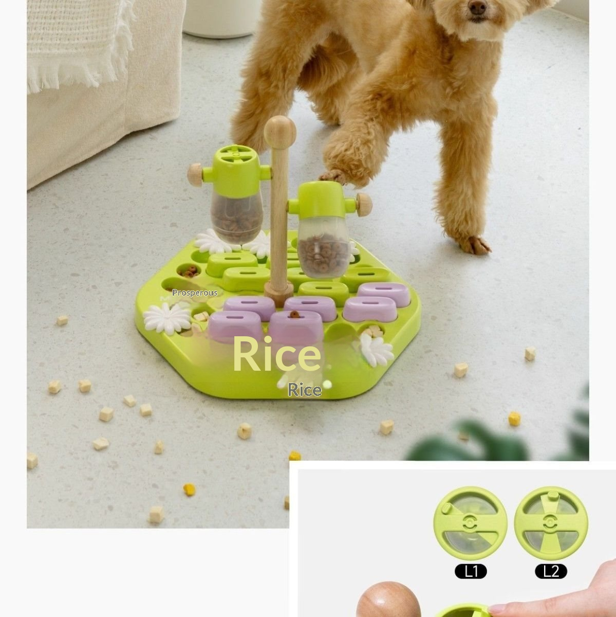 Cane usa una tavola puzzle slow feeder con dosatori e snack nascosti