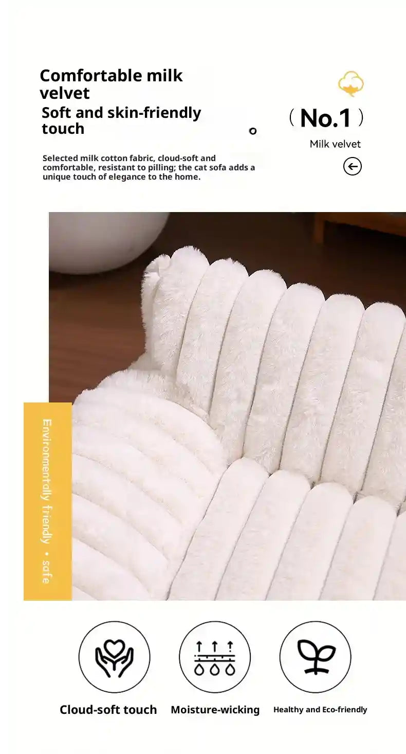 Royal Sofa Velvet Cat Bed - Elegant Soft Bed