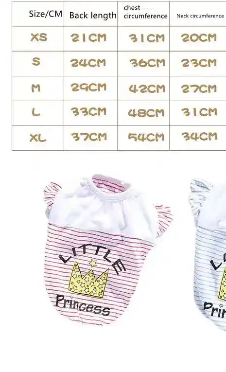 リトルプリンセス犬用Tシャツ - 柔らかいコットン