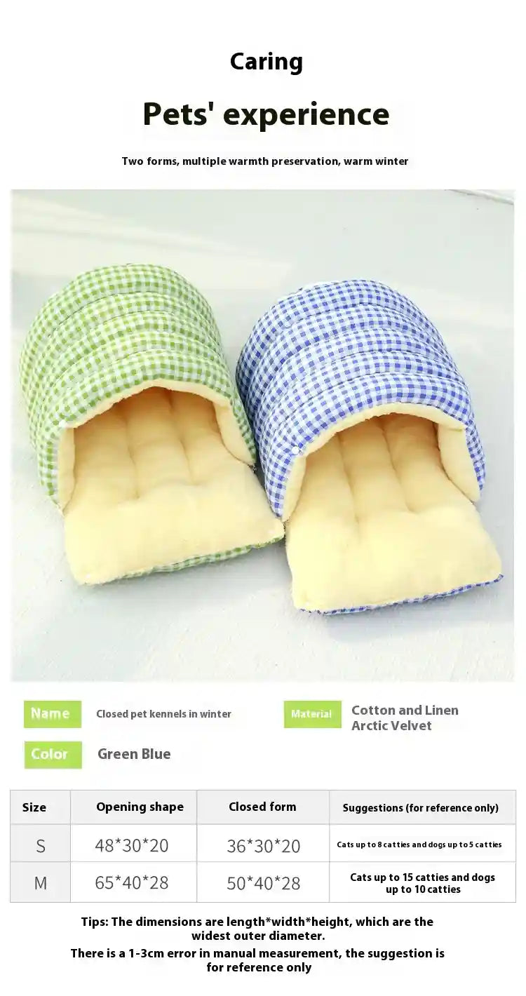 猫と小型犬用セミクローズドトンネルベッド