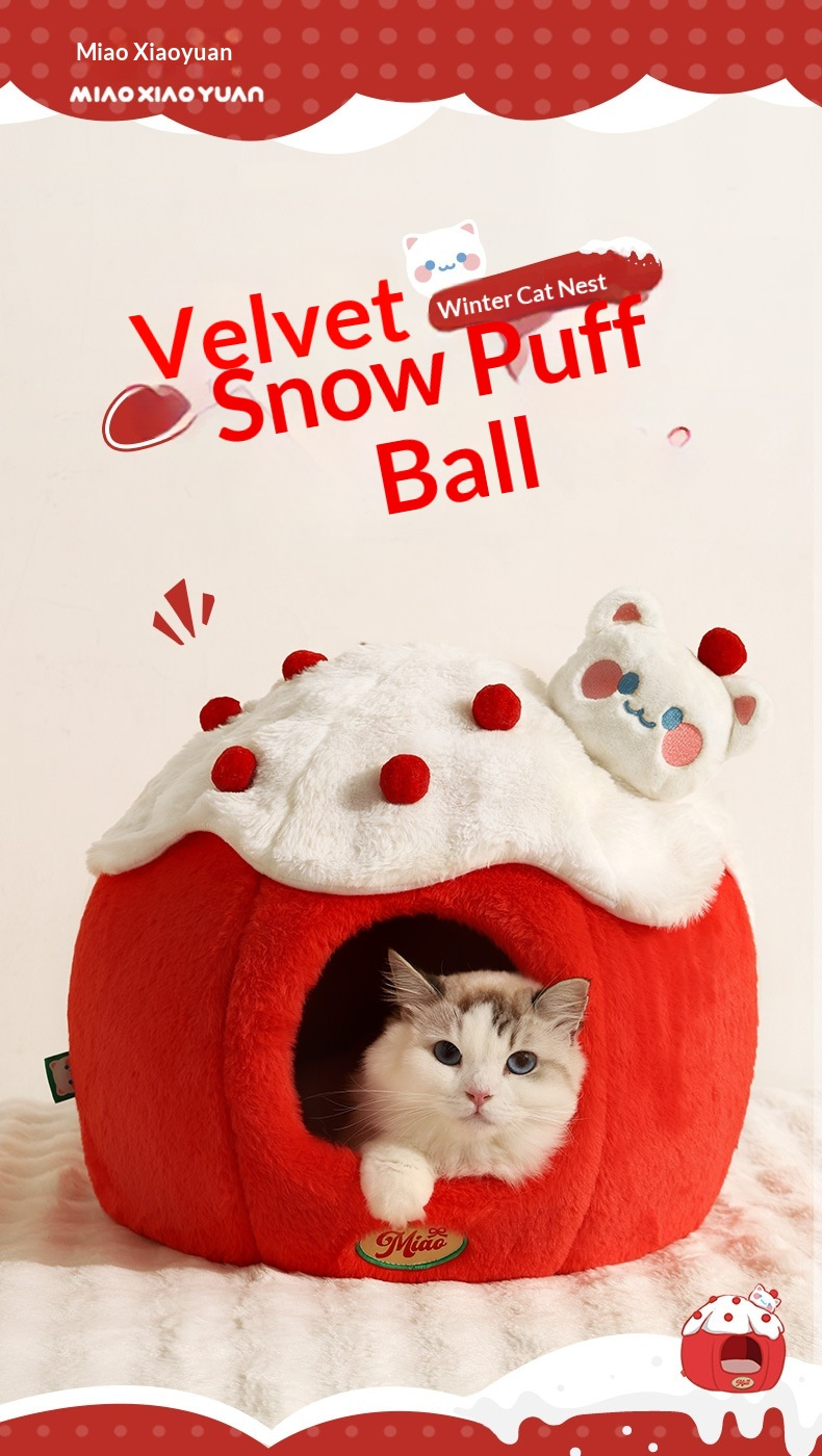 Cuccia natalizia per gatti a forma di palla di neve con gatto all'interno Dog Moda
