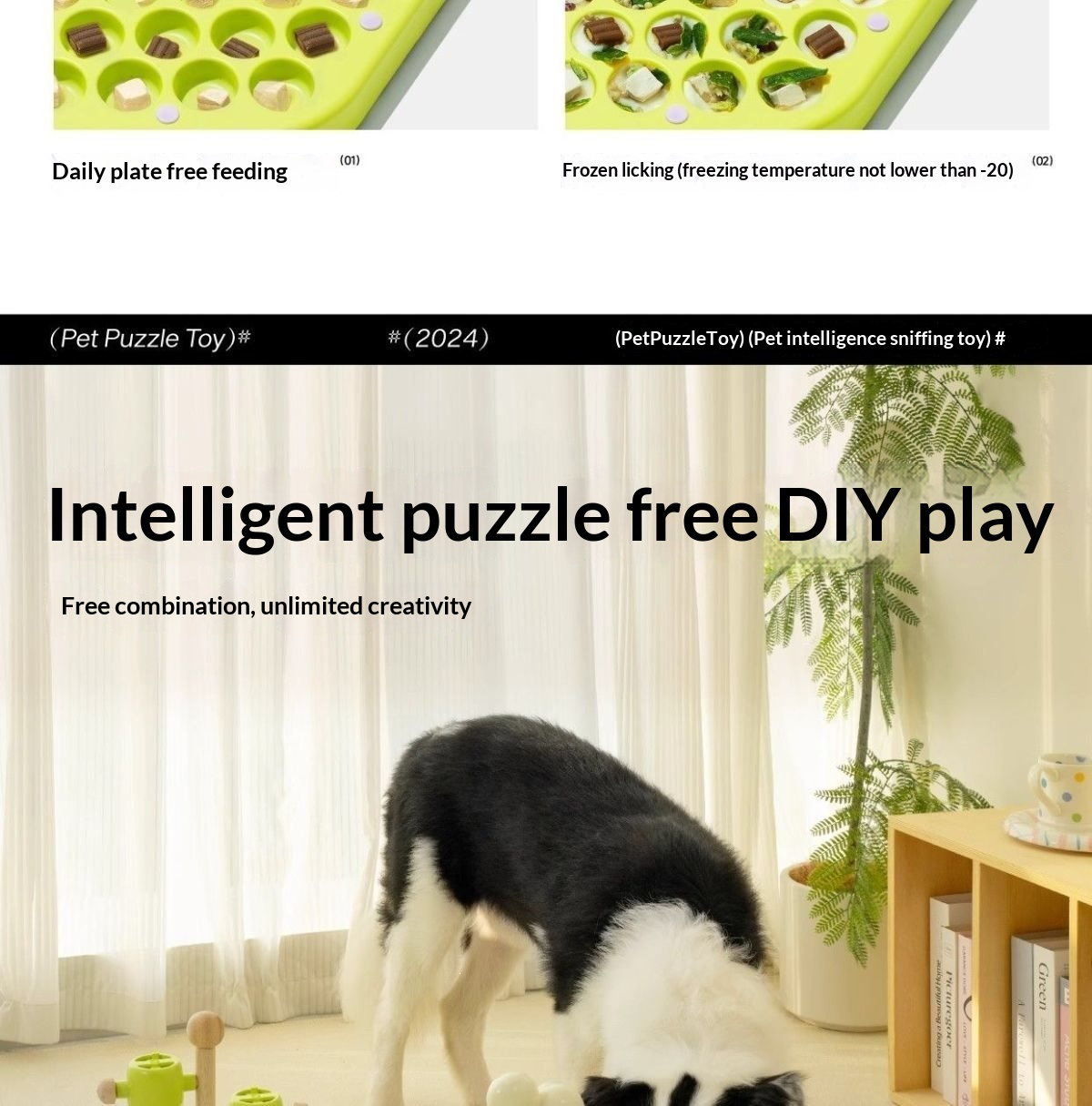 Puzzle componibile per cani con combinazioni di gioco e attività di fiuto