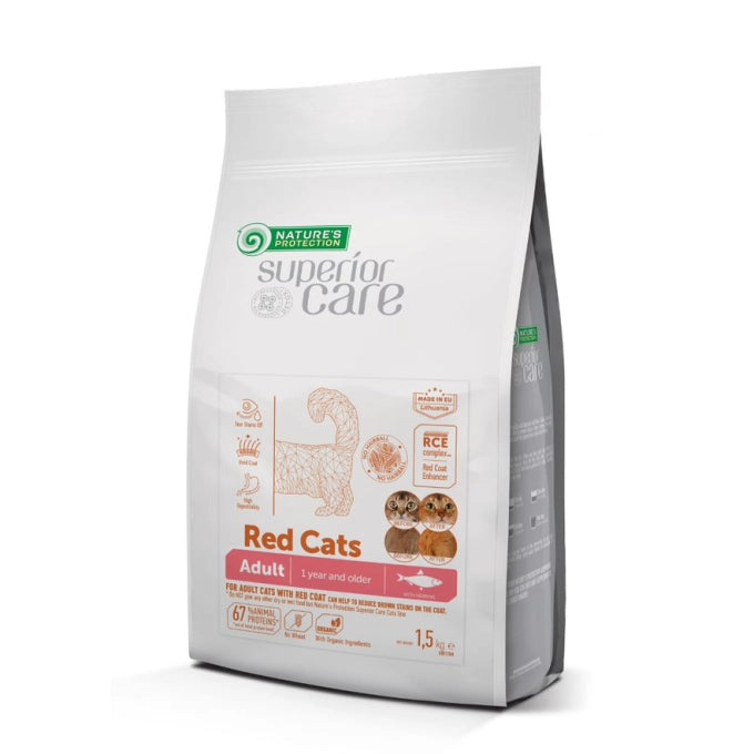 Nature's Protection Gato Rojo Sin Cereales Arenque Gatos Adultos 1,5 Kg